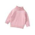 thumbnail image 1 of 2025 Chandail à Col Roulé Uni pour Tout-Petits Garçons Filles Col Montant Manches Longues Chaud Tricoté Chandail de Base Rose, 1 of 7