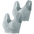 thumbnail image 1 of 2-Pack Women's Lace Bra Plus Size - Wire-Free, 3/4 Cup, Fixed Straps, Comfortable Nylon Spandex Blend, 1 of 8