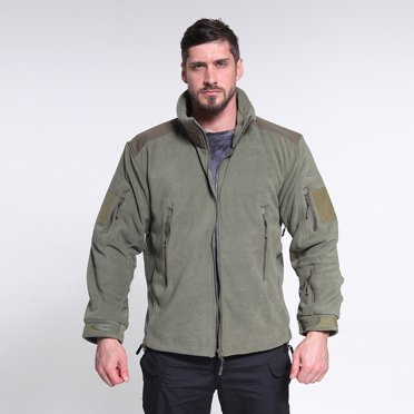 LSLJS Outdoor Stand-up Collar Fleece Thickened Warm Sports Men's Fleece Jacket( Green, XL)