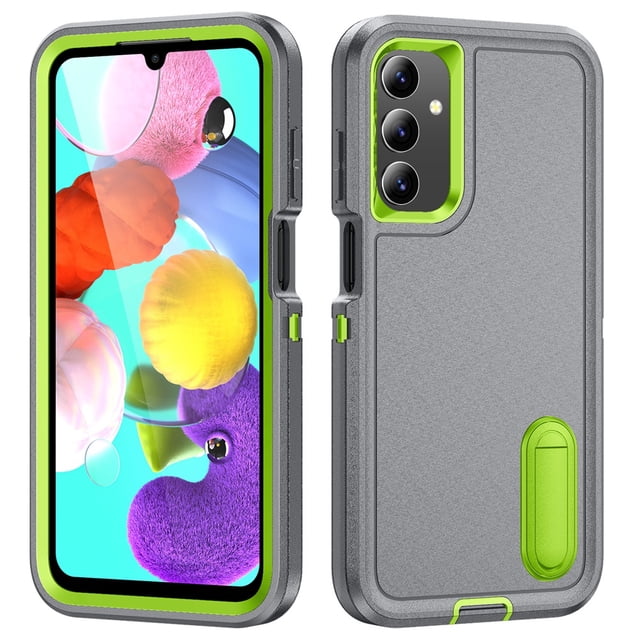 for Samsung Galaxy A15 Case, Samsung Galaxy A15 Phone Case with Built in Kickstand, Shockproof/Dustproof/Drop Proof Heavy Duty Military-Grade Rugged Protective Cover for Samsung Galaxy A15,Grey