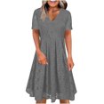thumbnail image 2 of Gspmoly Robe pour Femme, Robe à Col en V de Printemps/été pour Femme, Mode Décontractée Unie en Dentelle à Manches Courtes, Robes Habillées pour Femme jusqu'à 60 % de Rabais, 2 of 6
