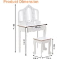 thumbnail image 2 of Bingirl Vanity with Lighted Mirror: Little Girls' Vanity Table and Stool with Tri - Fold Mirror, Drawer, and Storage Grid (For 3 - 9 Years Old Girls, White), 2 of 6