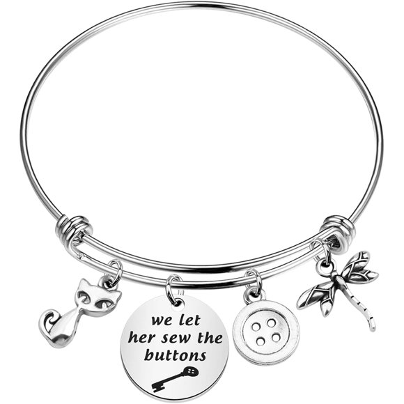 GFDYREE Cadeau Inspiré d'Un Film d'Horreur et de Fantaisie Bracelet Coraline la Porte Secrète Bijoux Coraline Cadeau pour Fans de Coraline Nous Laissons Elle Coudre les Boutons Bracelet