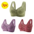 thumbnail image 2 of Timegard 3pc Plus Size Bras for Women Front Closure Button Full Support Bralette Comfort Seniors Bras, 2 of 7