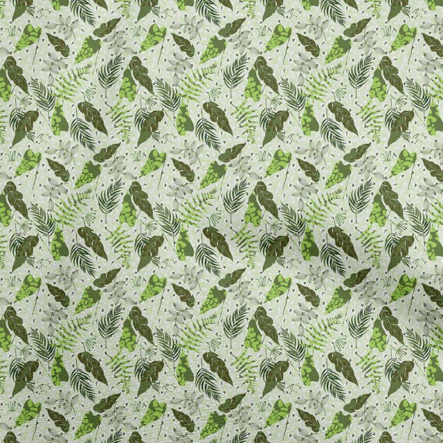 oneOone Velvet Green Fabric Tropical Leaf Sewing Material Print Fabric By The Yard 58 Inch Wide