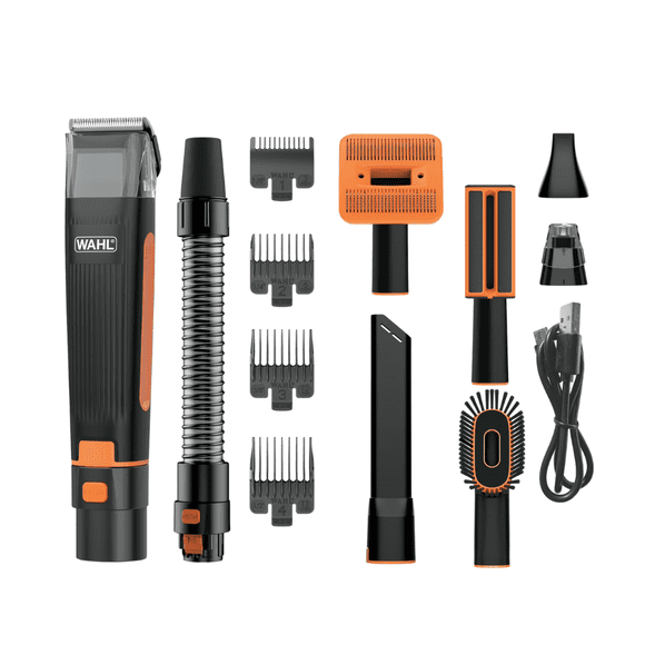 Wahl Groom & Vacuum Pet Grooming Kit – Cordless Lithium Handle with Clipper, Trimmer & Nail Grinder, Vacuum Hose Attachments, 2-Speed Motor for Medium & Long Hair Dogs, Model-58496