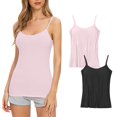 thumbnail image 1 of Timegard Camisoles 2 Pcs pour Femmes avec Soutien-Gorge Intégré Grande Taille Col Rond Respirantes Confortables Extensibles, 1 of 3