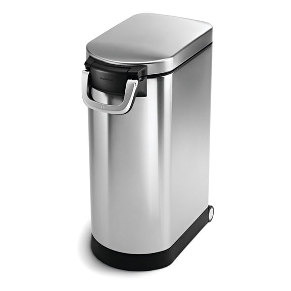 Simplehuman 30 Liter Large Pet Food Storage Container, Brushed Stainless Steel for Dog Food, Cat Food, and Bird Feed