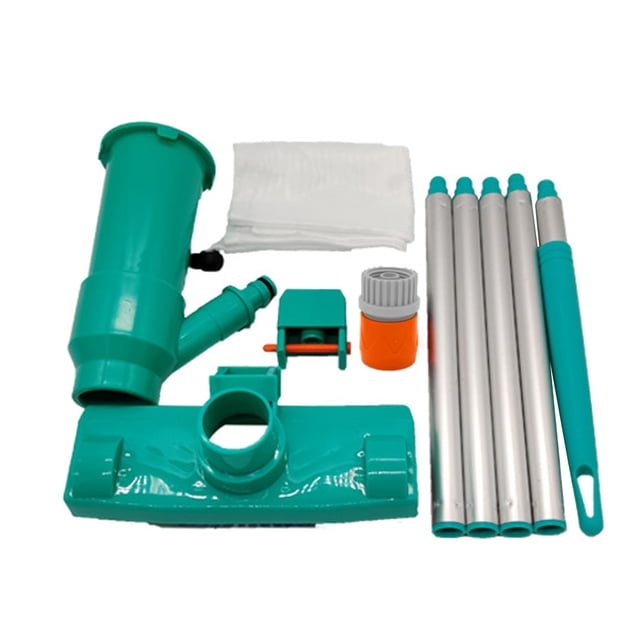 Portable Deluxe Jet Pool Vacuum Underwater Cleaner with 5 Section Pole, Scrub Brushes, Leaf Bag - for Above Ground Pools, Spas, Ponds, Inflatable Pools - Attaches to Garden Hose