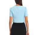 thumbnail image 3 of INSPIRE CHIC Veste en Tweed pour Femme à Contraste de Couleurs, Boutonnée, Manches Courtes, Blazer de Travail/bureau, Bleu Pâle, TG, 3 of 5