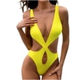 thumbnail image 2 of LSLJS Women's Sexy Solid Color Swimwear Slim Swimsuit Bikini Straped Swimsuits, 2 of 9