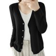 thumbnail image 2 of Cardigan Manteau Doux en Tricot pour Femmes, Mode Durable, Printemps et Automne, Décontracté, Ample, Uni, Manches Longues, Col en V, à Boutons - Hontri, 2 of 5