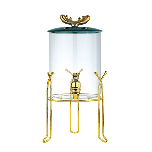 Glass Bottle With Faucet Ceramic Lid Wine Jar Cold Water Beverage Bucket Transparent Multi-Use Base Home Storage