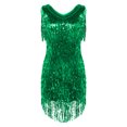 thumbnail image 2 of Aiihoo Robe de Danse Salsa Latin Tango Cha-Cha pour Femme, Robe Charleston à Paillettes et Franges, Costume de Salle de Bal Vert m, 2 of 8