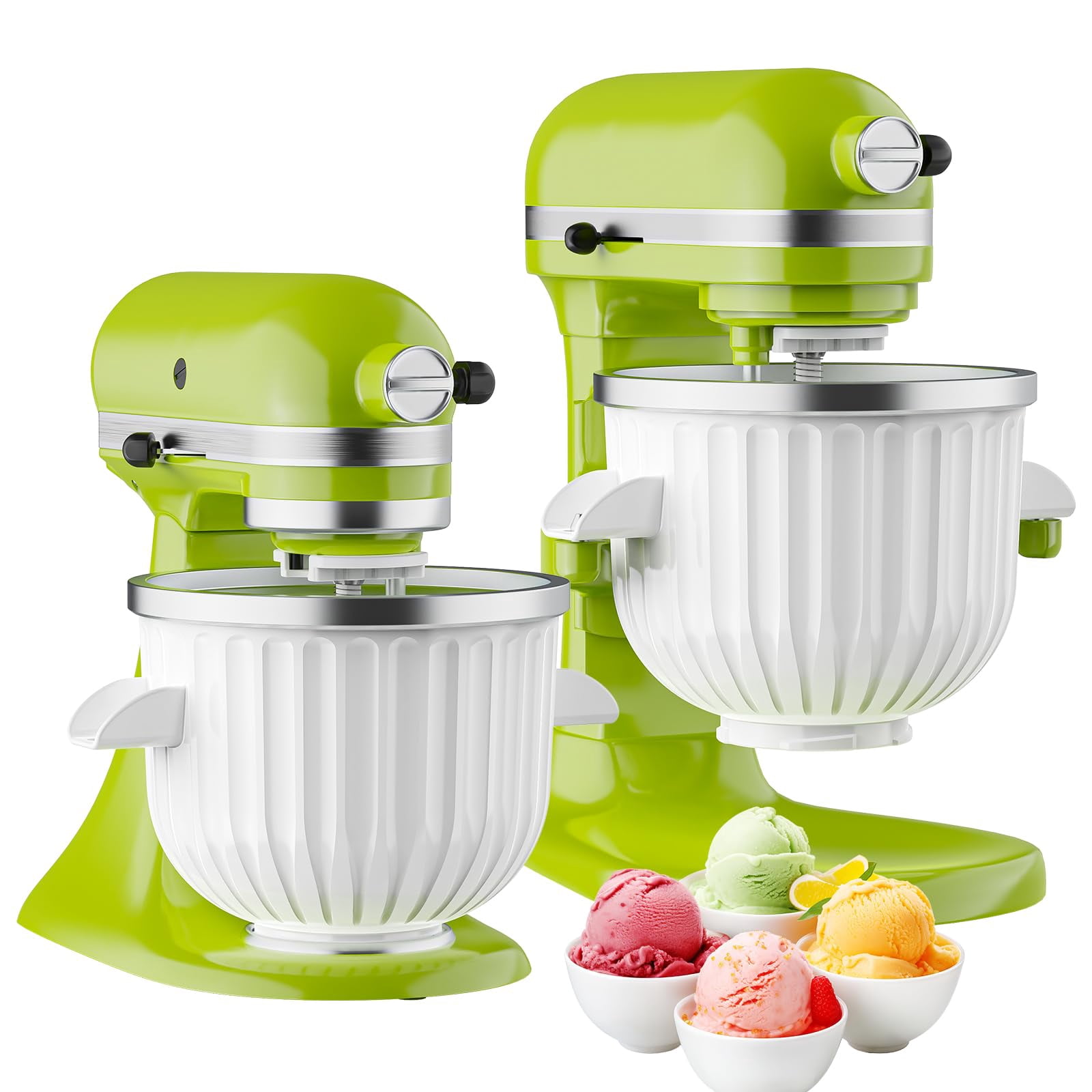 Ice Cream Maker Attachment for KitchenAid Stand Mixer, Compatible with 4.5/5Qt & Larger KitchenAid Stand Mixer, 2 Quart Frozen Ice Cream Bowl, Yogurt & Sorbet Gelato, Wh
