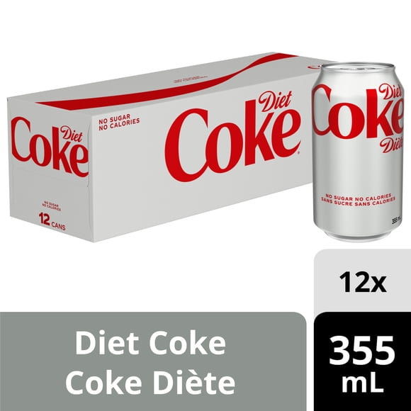 Diet Coke Soda Pop Cans, 355 mL, 12 Pack