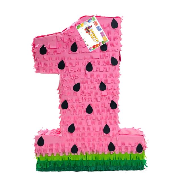 APINATA4U 20" Tall Number One Piñata Pink Watermelon Theme First Birthday Party Decoration