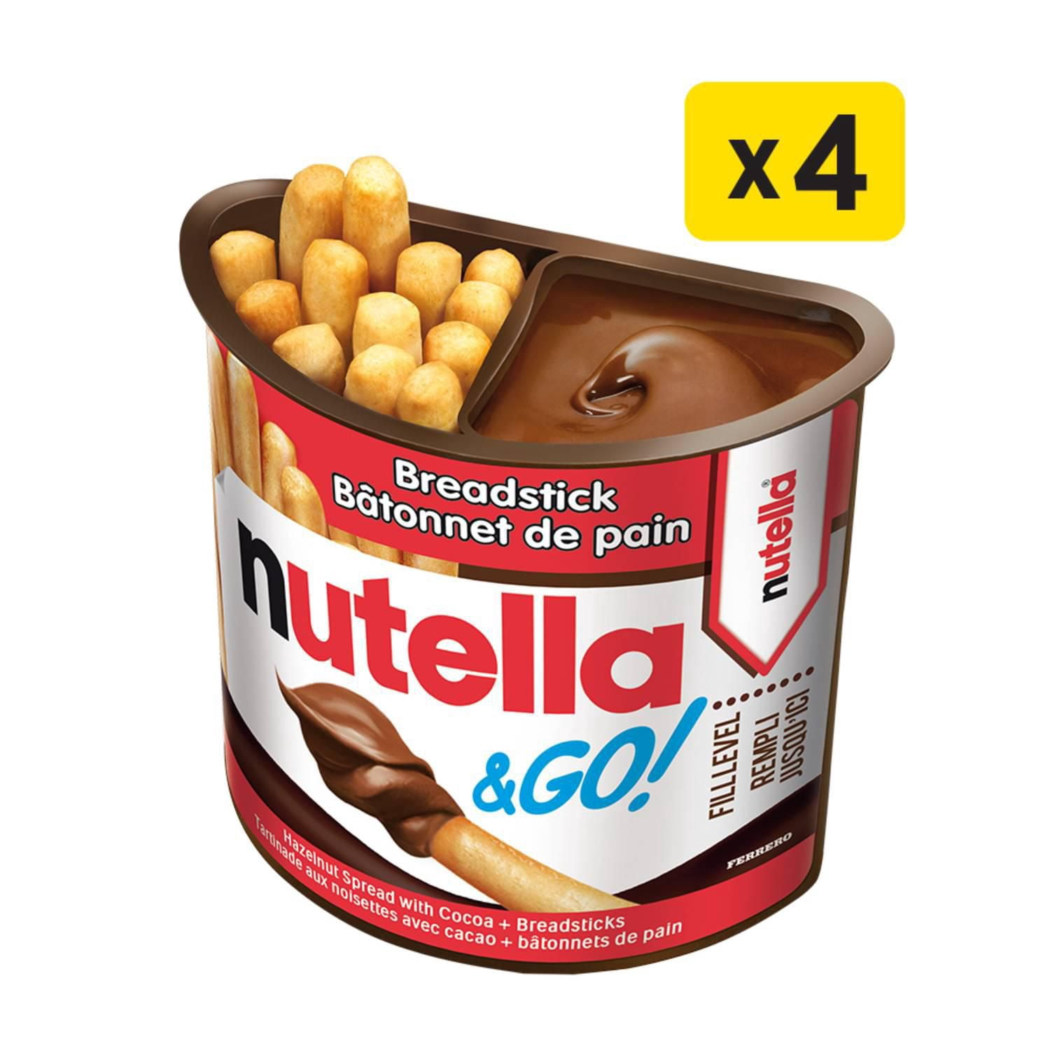 NUTELLA & GO! Hazelnut And Cocoa Spread With Breadsticks, Snack Packs, Perfect Bulk Snacks for Kids 4x52g