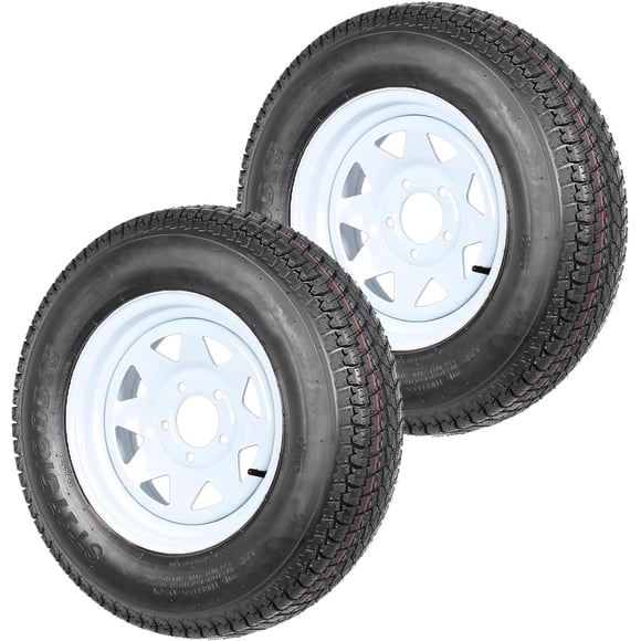 Bingirl ST175/80D13 Pneus de Remorque Jantes 175 80 13 Pneu 5 Écrous Rayons Blancs Indice de Charge C, 6 Plis, Ensemble de 2