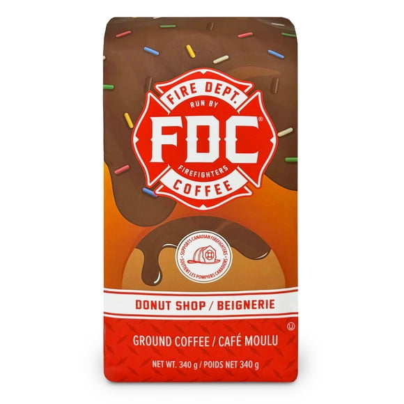 Fire Department Coffee - Donut Shop Café torréfié moyen, café moulu de qualité supérieure, 340g