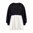 thumbnail image 4 of Womens Oversized Sweatshirt Dress Long Flowy Patchwork Pullover Tops Cute Drop Shoulder Sweatshirts Fall Long Sleeve Mini Dress Teen Girls Crewneck Solid Tunic Pleated Loose Clothing Beig, 4 of 4