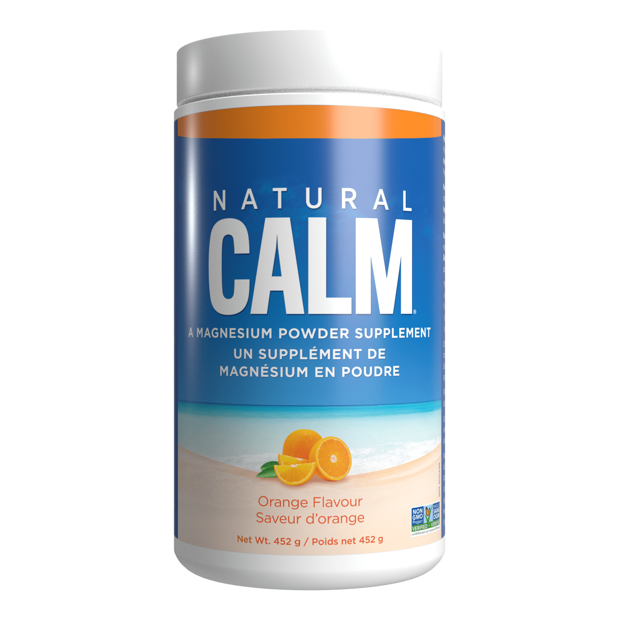 Natural Calm Poudre de Citrate de Magnésium (Saveur Orange), 452 g - Absorption Rapide - Boisson de Magnésium Populaire