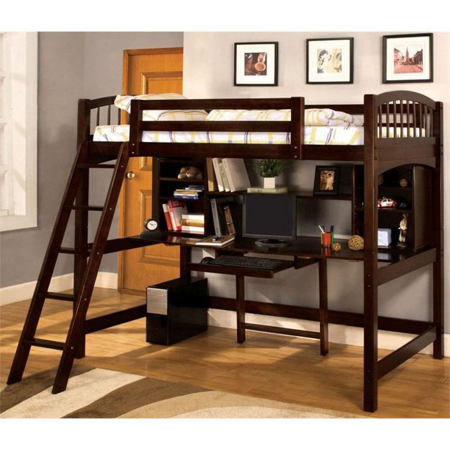 Bowery Hill Station de Travail Lit Simple Loft en Espresso