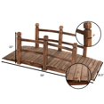 thumbnail image 2 of Costway 5' Wooden Bridge Stained Finish Decorative Solid Wood Garden Pond Arch Walkway, 2 of 10