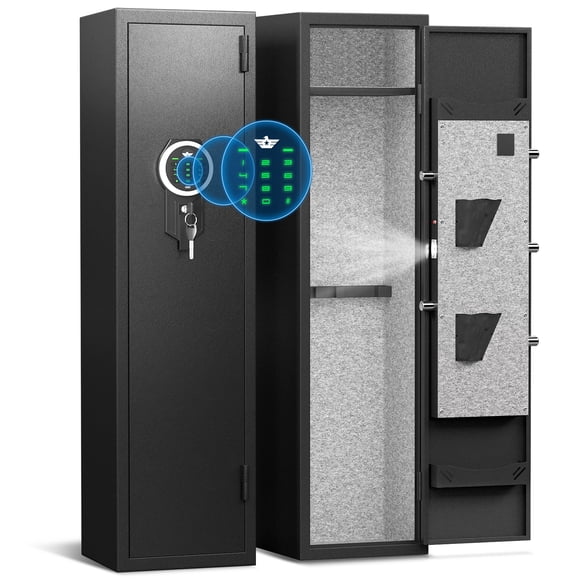 Pacriond 5-8 Gun Safe with Digital Lock and Dual Alarm System, 57" Tall Large Cabinet with Inner Box and Removable Gun Slot for Pistols Shotguns