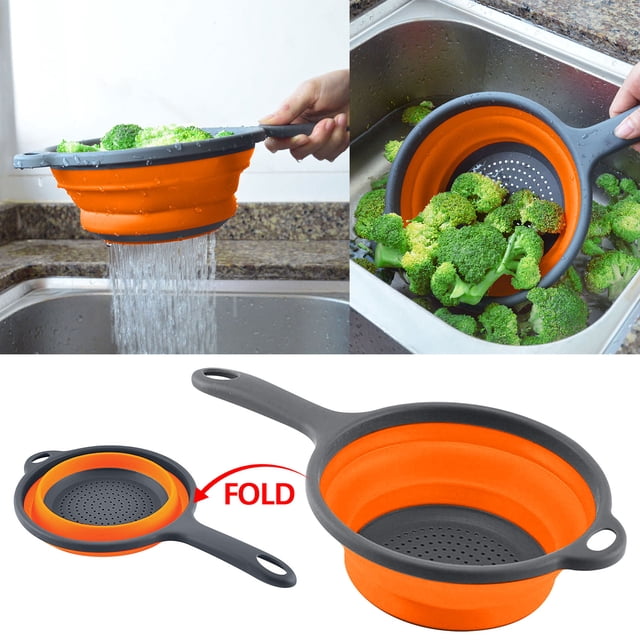 Clearance! Foldable Filter Basket With Handle, Fruit And Vegetable Basket, Vegetable Washing Basket, Kitchen Vegetable Washing Tool Deal of The Day Sales Today #79