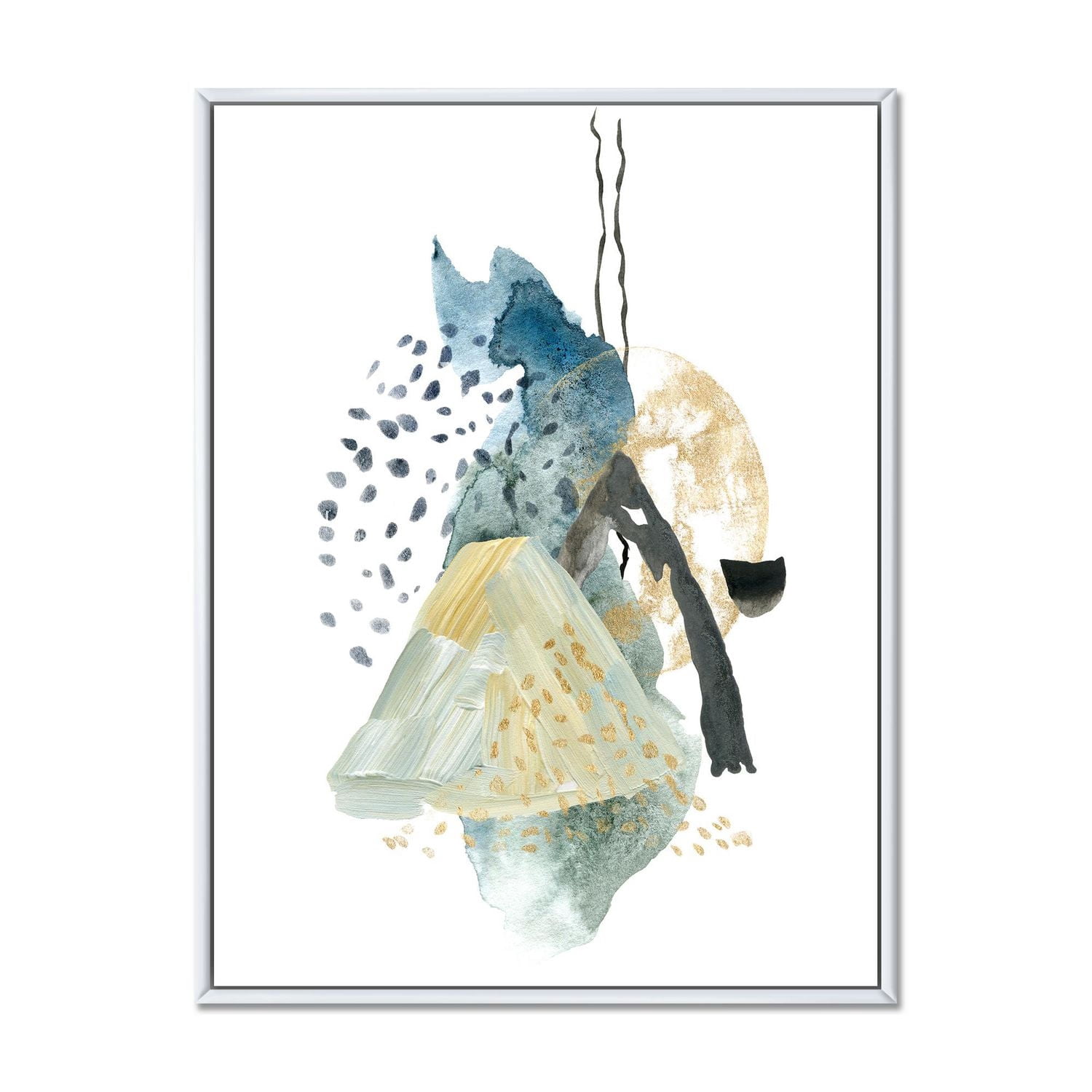 Float Ip Designart Gouache Of Abstract Landscape With Mountain Moon FLOAT FRAME ...
