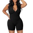 thumbnail image 1 of LOVZFMLL Combinaison à Col Haut avec Fermeture Éclair pour Femmes Combinaison Colorée Shorts Combinaison Serrée Noire G, 1 of 7