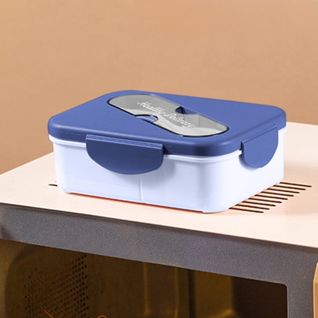 Boîte Bento à 2 Compartiments, Contenant Alimentaire Allant au Micro-Ondes, Couvercle Scellé Étanche, Préparation de Repas Compartimentée, Plateau-Repas de Bureau, Plat Portable avec Cuillère à Fourche, Plastique Écologique