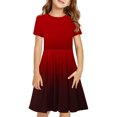 thumbnail image 2 of Été jusqu'à 65 % de Rabais Iumwxz Robe Décontractée Trapèze Robe Tunique pour Adolescentes Robes Col Rond Dégradé Graphique Robe à Manches Courtes pour Enfants Robes Tendance pour Costume 4-14 Ans, 2 of 7