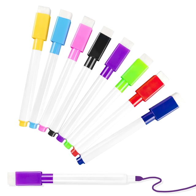 Marqueurs Colorés avec Gomme Capuchon Marqueurs Tableau Blanc Pointe Étudiant Marqueurs Tableau Blanc pour Enseignants École 2ml
