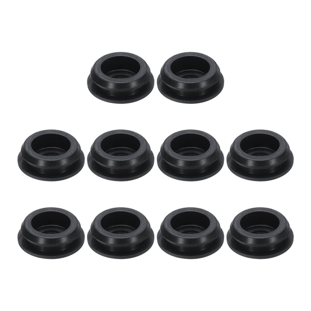 10pcs Hole Plug 7/8 Inch (23mm) button plugs made of black silica gel, designed to fit 20mm holes with a snap-in locking mechanism. These waterproof and dustproof plugs feature a top diameter of 23mm, bottom diameter of 25mm, and overall height of 8mm. Often used for sealing holes, test tube plugs, dustproof covers, and body jewellery applications such as body chains or accessories.