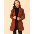 thumbnail image 2 of INSPIRE CHIC Manteau pour Femme Couleur Unie Revers Cranté Simple Boutonnage Caban d'Hiver Rouge Brique m, 2 of 6