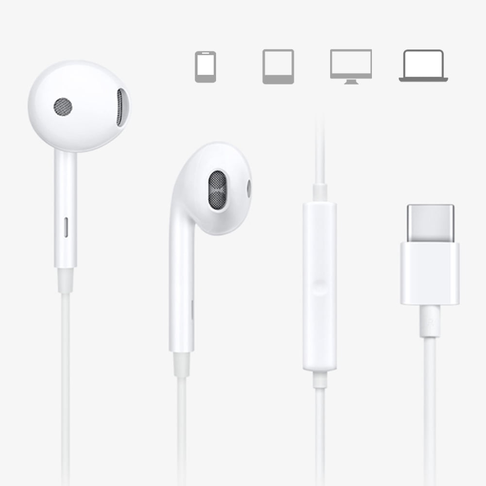 Type C Headphone,  Wired Headset White  for