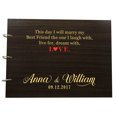 thumbnail image 1 of Personalized Custom Wood Engraved Guest Book Rustic Wooden Wedding Guestbook Photo Album, 1 of 2