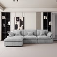 thumbnail image 2 of The Magic Home Canapé Sectionnel Modulaire en L en Lin à 3 Places avec Ottoman, Gris Pâle, 2 of 14