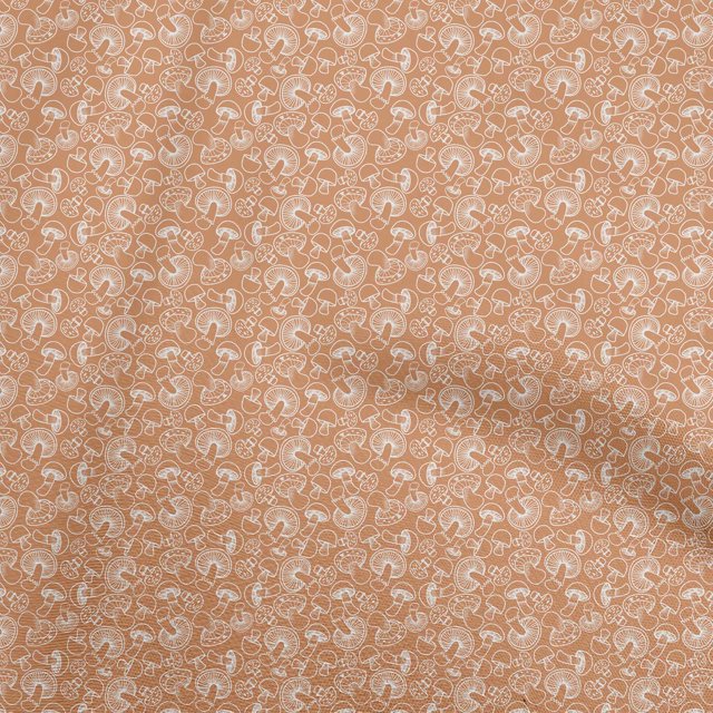 oneOone Rayon Orange Fabric Mushroom Craft Projects Decor Fabric Printed By The Yard 56 Inch Wide