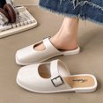thumbnail image 4 of Sabots pour Femmes Mules à Enfiler Bout Fermé Sabot Boucle Décor Cuir Élégant Confortable Mule Blanc, 4 of 7
