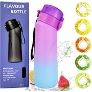 Air Water Bottle With 5 Flavor Pods, 750ml Sports Air Water Bottle With Straw, Leak Proof Drinking Bottles Fruit Fragrance Water Cup for Outdoor Gym (Gradation Purple)