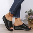 thumbnail image 2 of Penkiiy Womens Platform Peep Toe Mules Wedge Slide Sandals 35 Black, 2 of 7