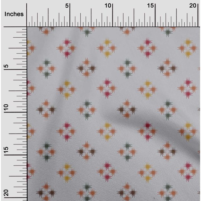 oneOone Organic Cotton Poplin Twill Fabric Geometric Line Ikat Print Fabric BTY 42 Inch Wide