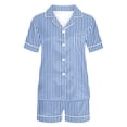 thumbnail image 4 of Yuyuzo Pajama Sets for Women 2 Piece Short Sleeve Button down Shirts Lounge Sets Color Block Soft Pj Sets, 4 of 5