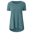 thumbnail image 4 of Mode Femme Grande Taille Col Rond Manches Courtes T-Shirt Long Blouse, Été Grande Taille Tops Amples pour Femmes en Solde, 4 of 5
