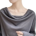 thumbnail image 5 of Roncen Haut à Manches Longues à Col Bénitier pour Femme, Blouse de Base Unie Drapée, Essentiel Extensible pour Superposition, 5 of 5