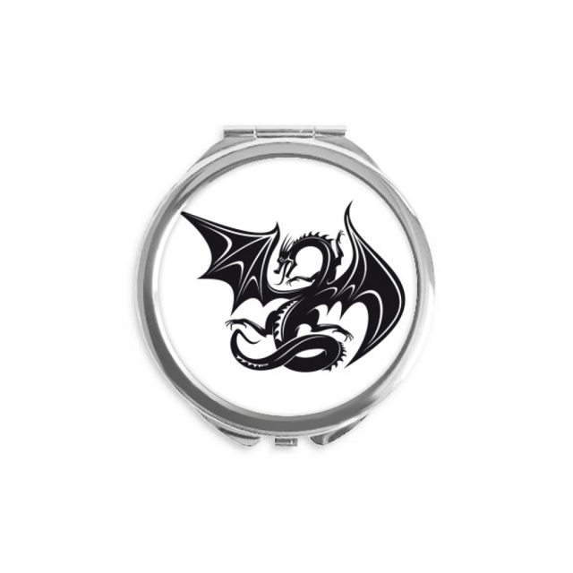 Dragon Animals Art Contour Grain Miroir Compact Rond Portable de Poche en Verre