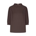 thumbnail image 5 of AherBiu Chemises en Lin pour Femmes Manches 3/4 Col à Revers Style Rétro Hauts Décontractés Amples Mode Automne 2024 Blouses, 5 of 5